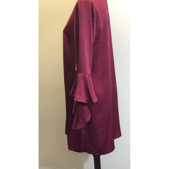 Bar III Womens Purple Ruffled Shift 3/4 Sleeves Party Dress Size L - Picture 10 of 12